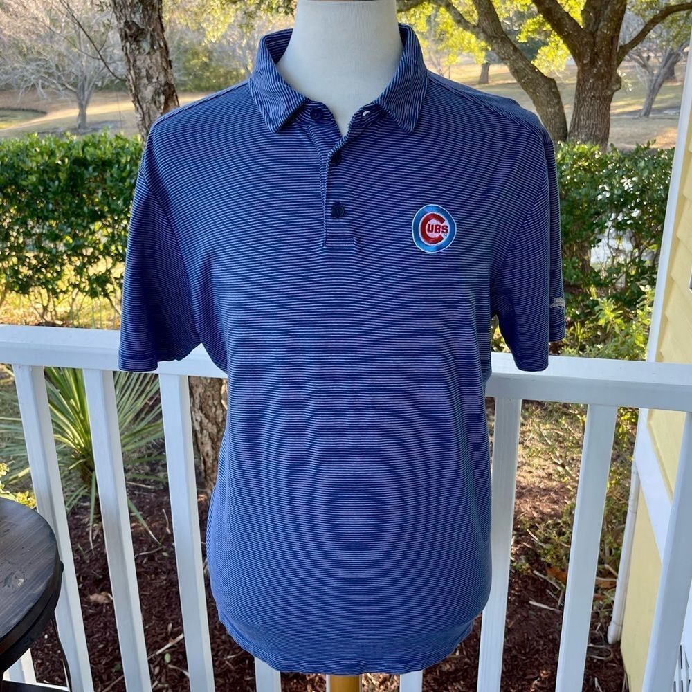 Tommy Bahama Striped Chicago Cubs Polo Shirt. Size XL